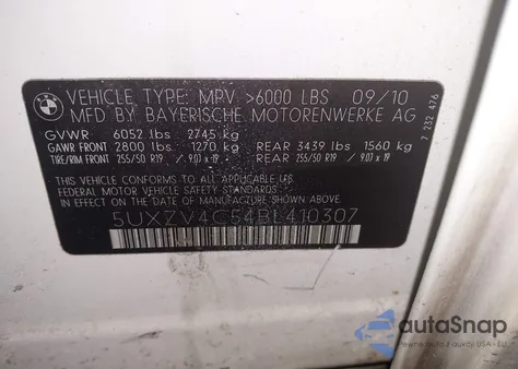 2011 BMW X5 xDrive35I/xDrive35I Premium/xDrive35I Sport Activity z USA, uszkodzony, nr VIN 5UXZV4C54BL410307